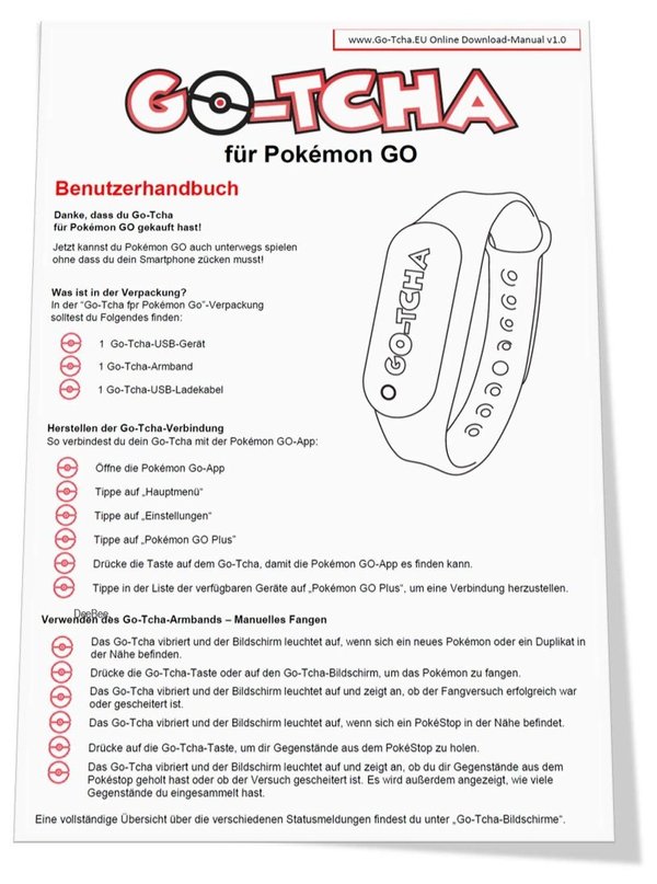 Pokemon Go-Tcha LED-Touch-Armband für Pokémon Go