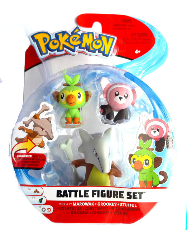 Pokémon Mini Figuren 3er Pack Knogga - Chimpep -  Velursi