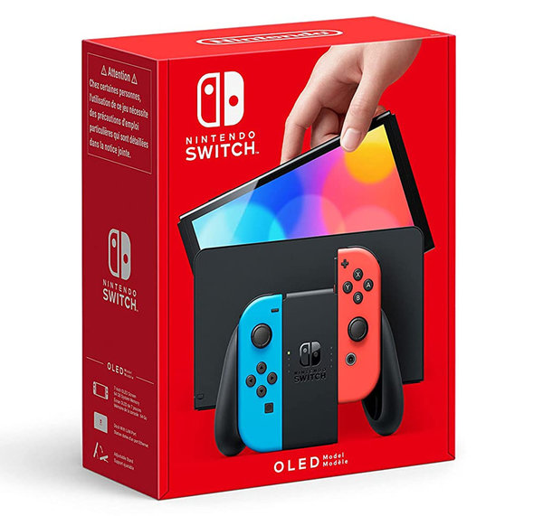 Nintendo Switch (OLED-Modell) Neon-Rot/Neon-Blau Bundle Ring Fit Adventure