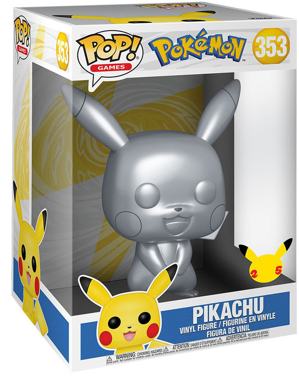 Funko POP! Pokémon Pikachu 10" Silver metallic Vinyl Figur