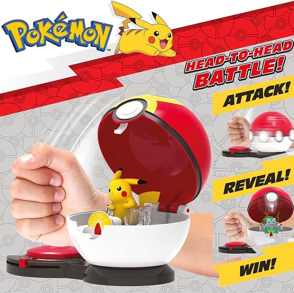 Pokémon Surprise Attack Game Pikachu mit Wiederball vs. Bisasam mit Pokéball