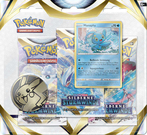 Pokémon Schwert & Schild 12: Silberne Sturmwinde - 3-Pack Blister Mana (deutsch) erscheint am 11.11.