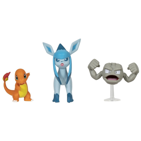 Pokémon Battle Figur 3er Pack - Kleinstein, Glumanda & Glaziola